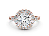Rose gold Round Cut Diamond Halo Ring with Pear Side Stones and Prong Setting_57