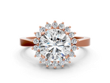 Rose gold Round Cut Diamond Halo Ring with Round Brilliant Halo and Solitaire Band_104