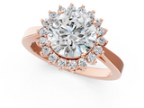 Rose gold Round Cut Diamond Halo Ring with Round Brilliant Halo and Solitaire Band_105