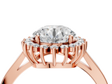Rose gold Round Cut Diamond Halo Ring with Round Brilliant Halo and Solitaire Band_108