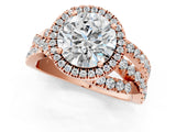 Rose gold Round Cut Diamond Halo Ring with Round Split Shank and Prong Setting_37