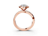 Rose gold Round Cut Diamond Halo Ring with Round Split Shank and Prong Setting_39