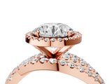 Rose gold Round Cut Diamond Halo Ring with Round Split Shank and Prong Setting_40
