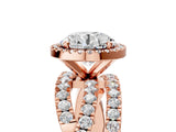 Rose gold Round Cut Diamond Halo Ring with Round Split Shank and Prong Setting_41