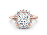 Rose gold Round Cut Diamond Halo Ring with Solitaire Band and Prong Setting_69