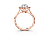 Rose gold Round Cut Diamond Halo Ring with Solitaire Band and Prong Setting_72