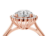 Rose gold Round Cut Diamond Halo Ring with Solitaire Band and Prong Setting_73