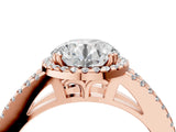 Rose gold Round Cut Diamond Halo Split Shank Engagement Ring_43