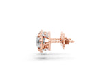 Rose gold Round Cut Diamond Halo Stud Earrings with Pavé Accents_9