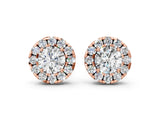 Rose gold Round Cut Diamond Halo Stud Earrings_6