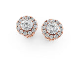 Rose gold Round Cut Diamond Halo Stud Earrings_7