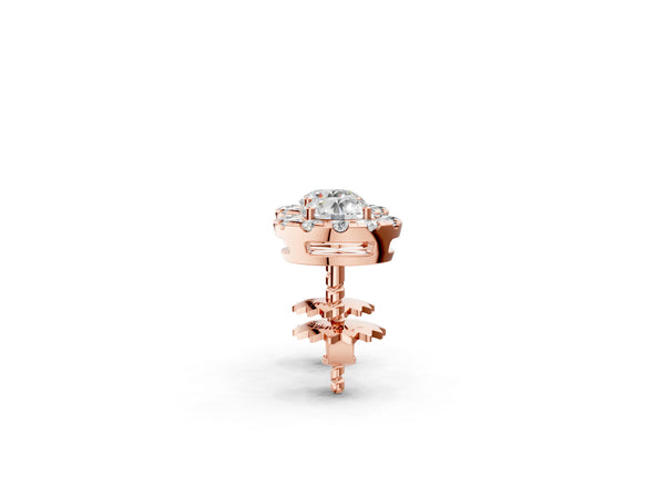Rose gold Round Cut Diamond Halo Stud Earrings