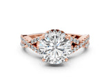 Rose gold Round Cut Diamond  Halo Twist Band Solitaire Prong Setting Ring_133