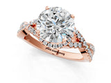 Rose gold Round Cut Diamond  Halo Twist Band Solitaire Prong Setting Ring_37