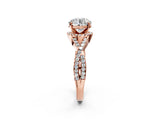 Rose gold Round Cut Diamond  Halo Twist Band Solitaire Prong Setting Ring_38