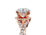 Rose gold Round Cut Diamond  Halo Twist Band Solitaire Prong Setting Ring_41