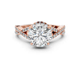 Rose gold Round Cut Diamond  Halo Twist Band Solitaire Prong Setting Ring_60