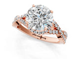 Rose gold Round Cut Diamond  Halo Twist Band Solitaire Prong Setting Ring_61