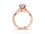 Rose gold Round Cut Diamond  Halo Twist Band Solitaire Prong Setting Ring_63