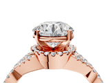 Rose gold Round Cut Diamond  Halo Twist Band Solitaire Prong Setting Ring_64