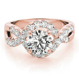 Rose gold Round Cut Diamond Halo Twist Band with Four-Prong Setting 1