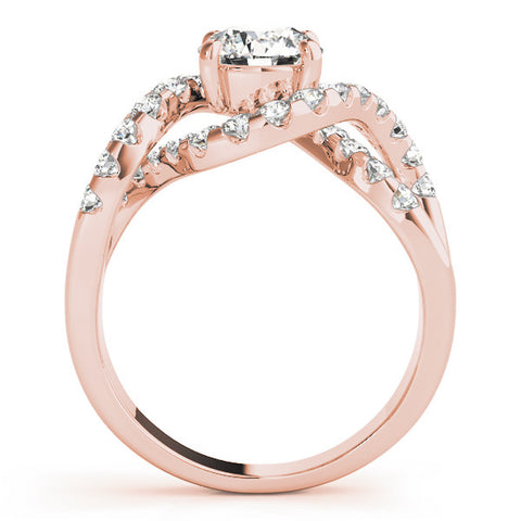 Rose gold Round Cut Diamond Halo Twist Band with Four-Prong Setting 2