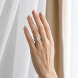 Rose gold Round Cut Diamond Halo Twist Band with Four-Prong Setting_13
