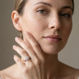 Rose gold Round Cut Diamond Halo Twist Band with Four-Prong Setting_14