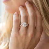 Rose gold Round Cut Diamond Halo Twist Band with Four-Prong Setting_15