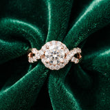 Rose gold Round Cut Diamond Halo Twist Band with Four-Prong Setting_16