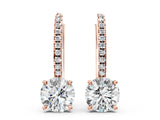 Rose gold Round Cut Diamond Hidden Halo Drop Earrings with Pavé Hoop_44