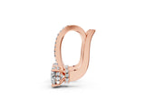 Rose gold Round Cut Diamond Hidden Halo Drop Earrings with Pavé Hoop_45