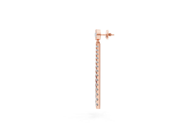 Rose gold Round Cut Diamond Hinged Graduated Drop Earrings