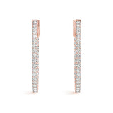 Rose gold Round Cut Diamond Hoop Earrings with Channel Setting and Four-Prong Setting 3