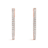 Rose gold Round Cut Diamond Inside-Out Hoop Earrings in White Gold with Prong Setting 3