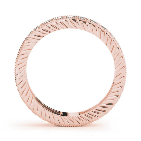 Rose gold Round Cut Diamond Milgrain Bezel Set Eternity Band 2