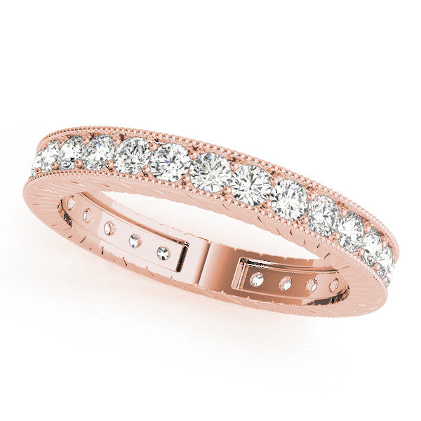 Rose gold Round Cut Diamond Milgrain Bezel Set Eternity Band