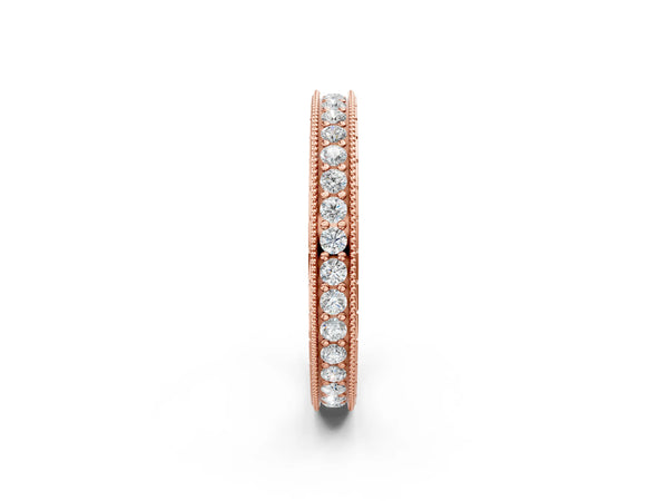 Rose gold Round Cut Diamond Milgrain Bezel Set Eternity Band