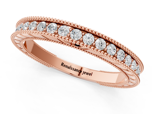 Rose gold Round Cut Diamond Milgrain Eternity Band with Channel Setting
