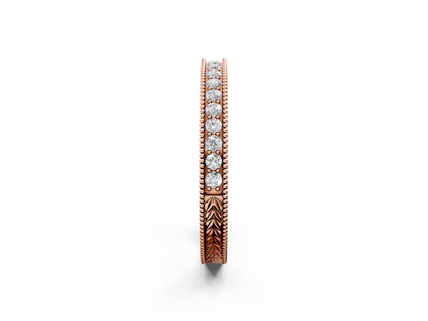Rose gold Round Cut Diamond Milgrain Eternity Band with Channel Setting