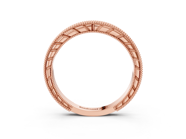 Rose gold Round Cut Diamond Milgrain Eternity Band with Channel Setting