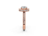 Rose gold Round Cut Diamond Milgrain Halo Engagement Ring with Round Pavé Band and Prong Setting_14