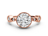 Rose gold Round Cut Diamond Milgrain Marquise Band with Prong Setting_3