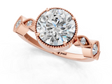 Rose gold Round Cut Diamond Milgrain Marquise Band with Prong Setting_4
