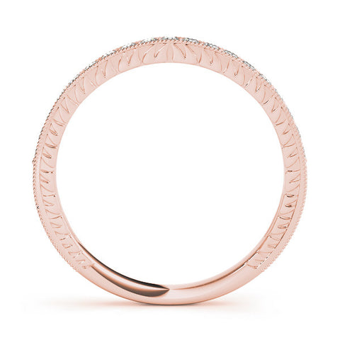 Rose gold Round Cut Diamond Milgrain Pavé Eternity Band 1