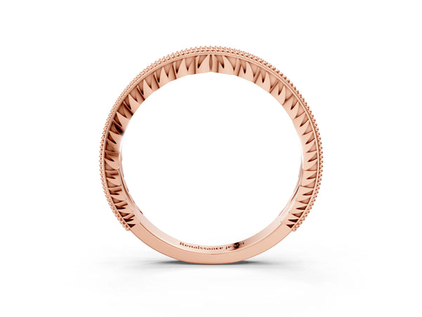 Rose gold Round Cut Diamond Milgrain Pavé Eternity Band