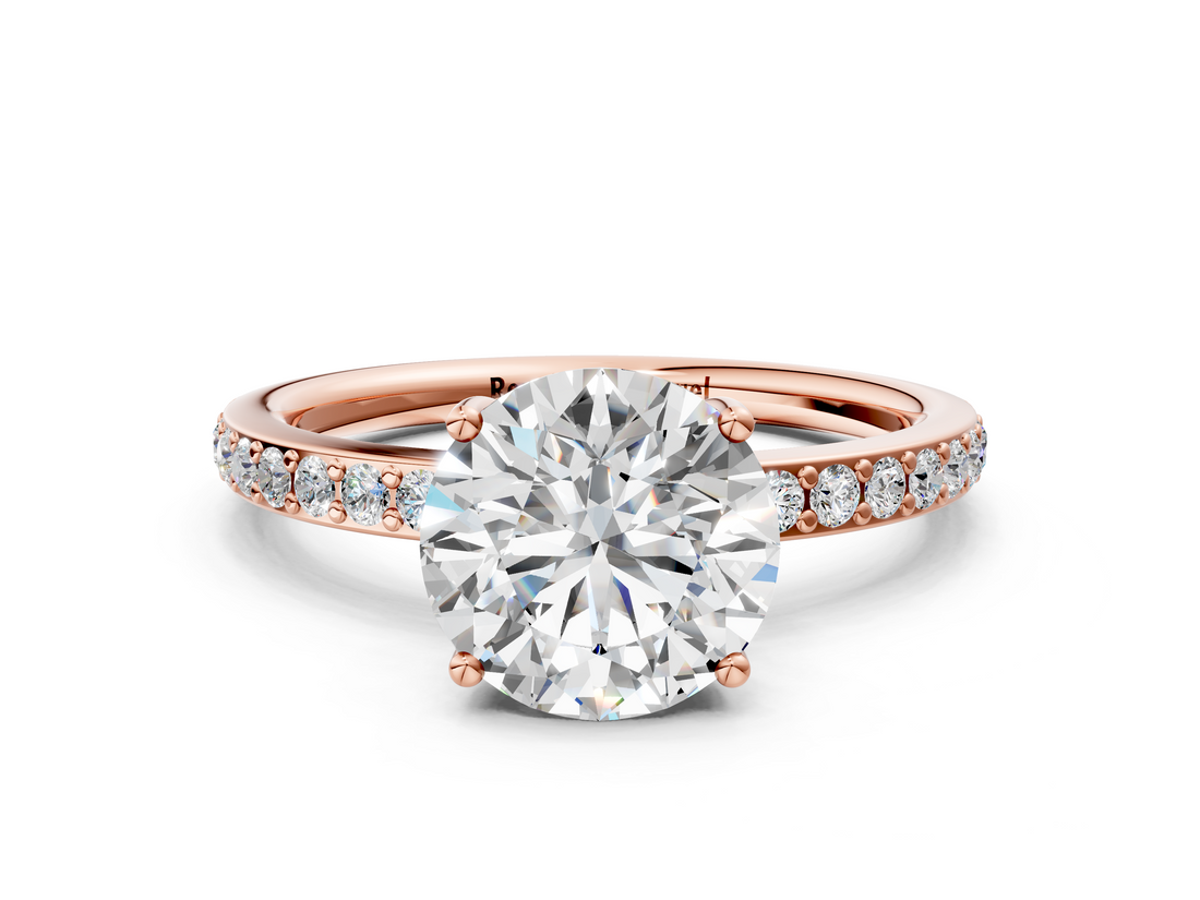Rose gold Round Cut Diamond Pavé Band Ring with Four-Prong Setting_40