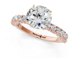 Rose gold Round Cut Diamond Pavé Band Solitaire Ring with Prong Setting_101