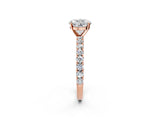 Rose gold Round Cut Diamond Pavé Band Solitaire Ring with Prong Setting_102