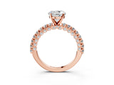 Rose gold Round Cut Diamond Pavé Band Solitaire Ring with Prong Setting_103